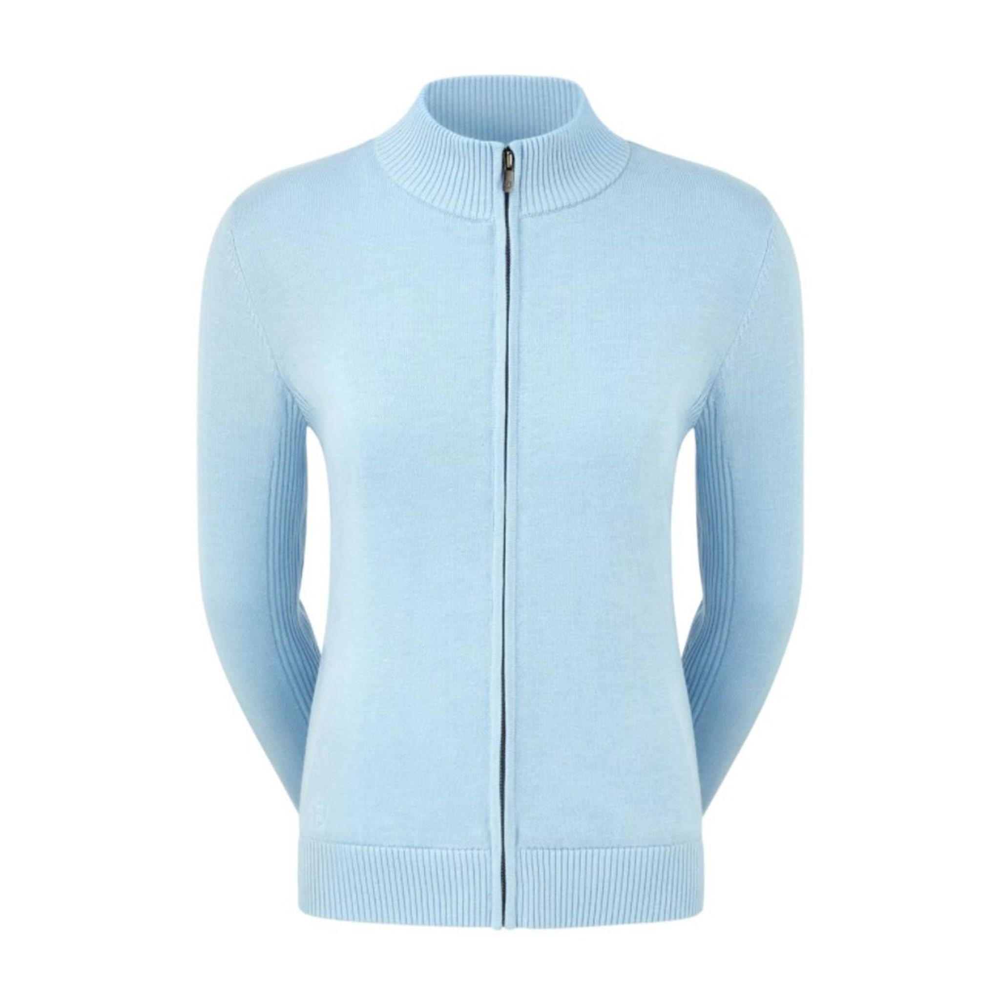 Footjoy W Full Zip Lined Wool Blend Pullover Sky Blue Damen