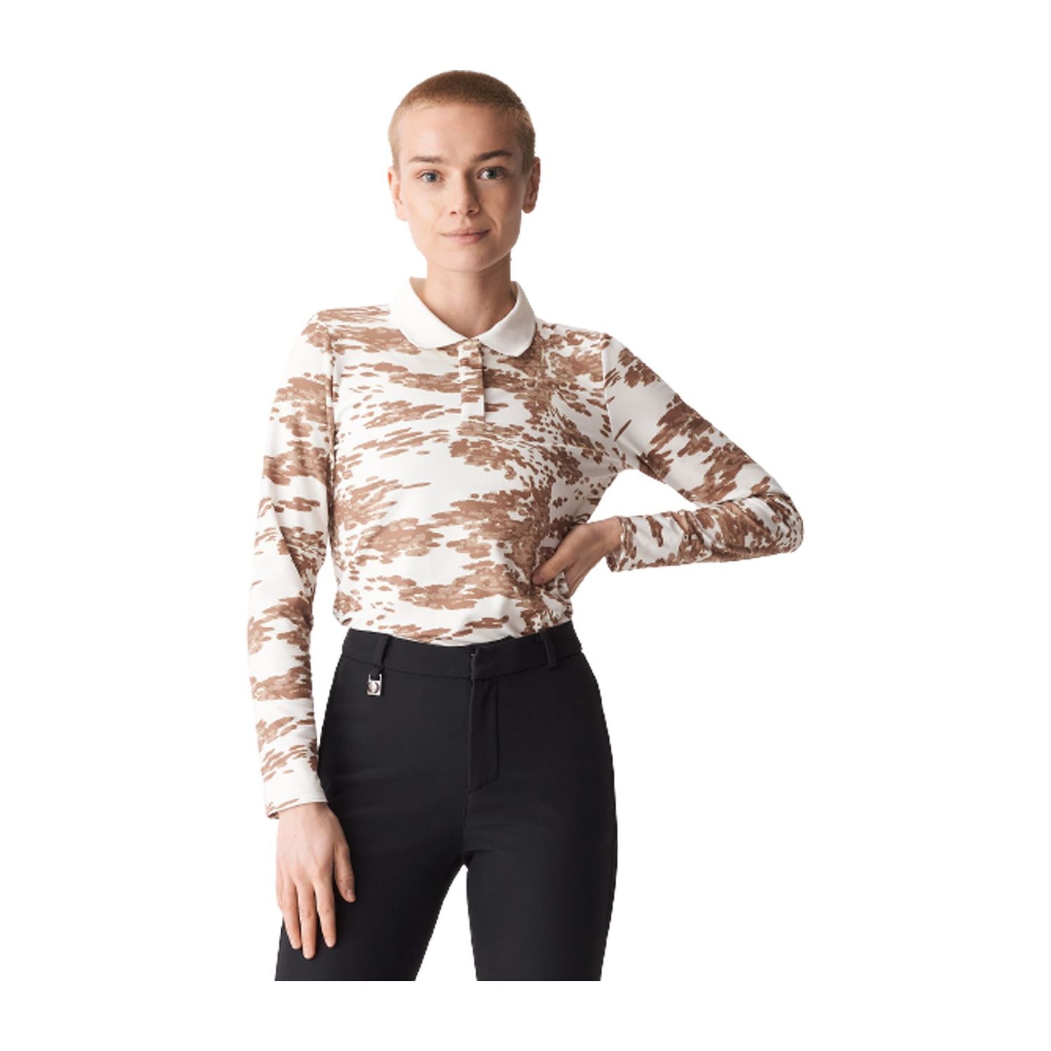 Röhnisch W Polo Sia Langarm Beige/Camo Damen