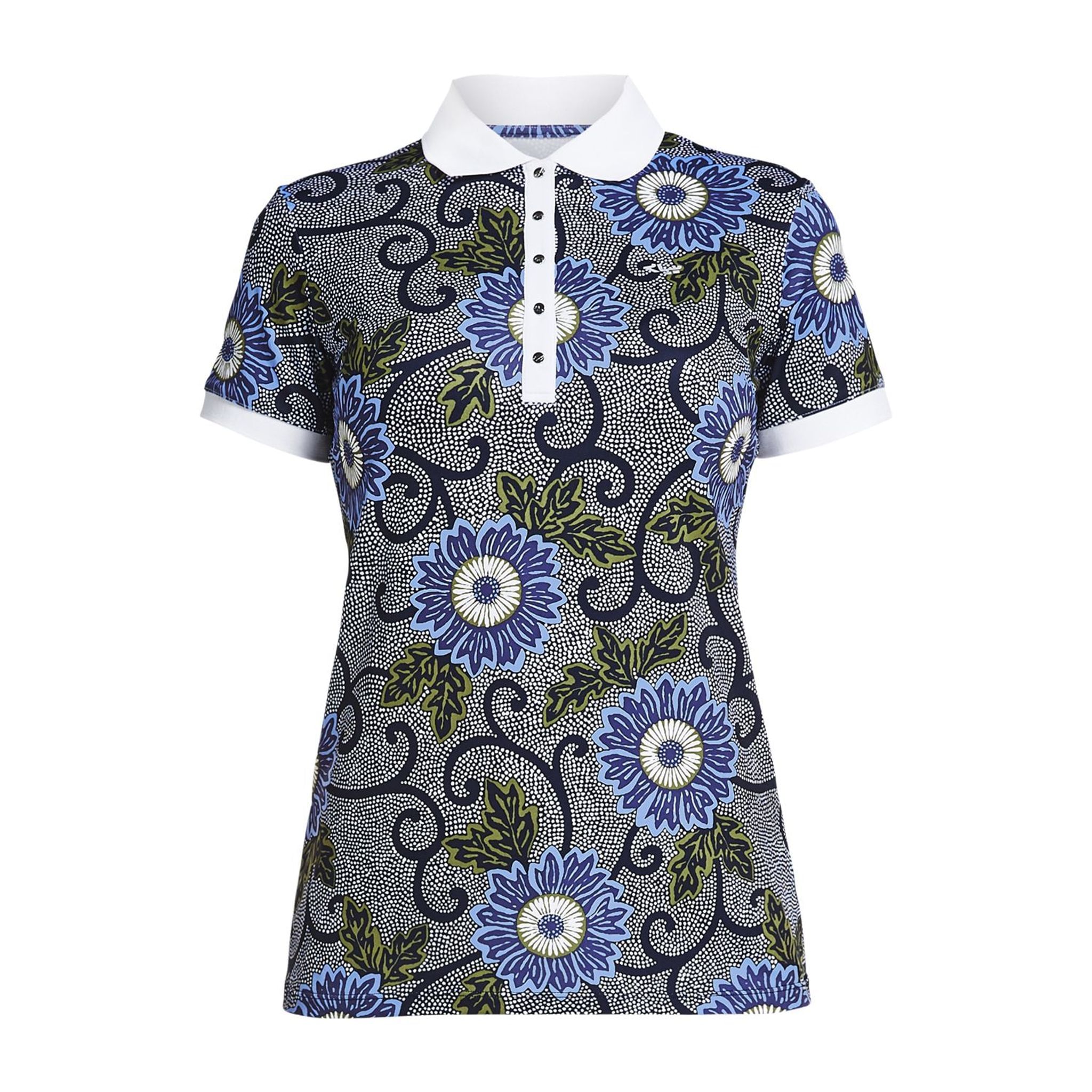 Röhnisch Polo AOP Blau Massai Flower Damen