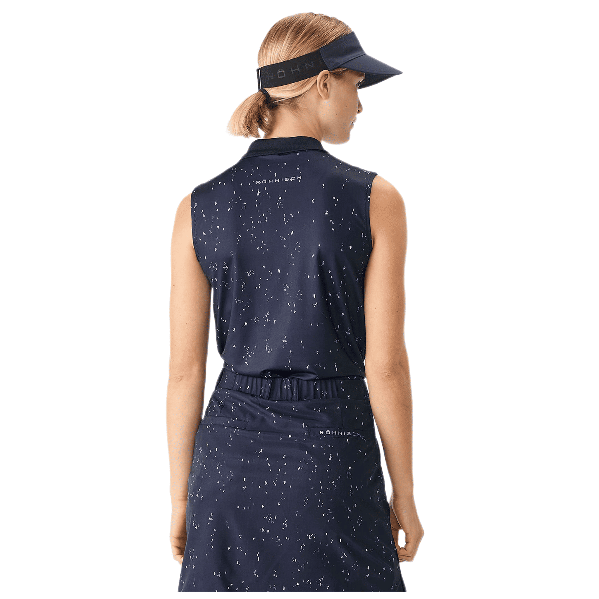 Röhnisch Direction Golf Polo Ärmellos Navyblau/Micro Spot D Damen