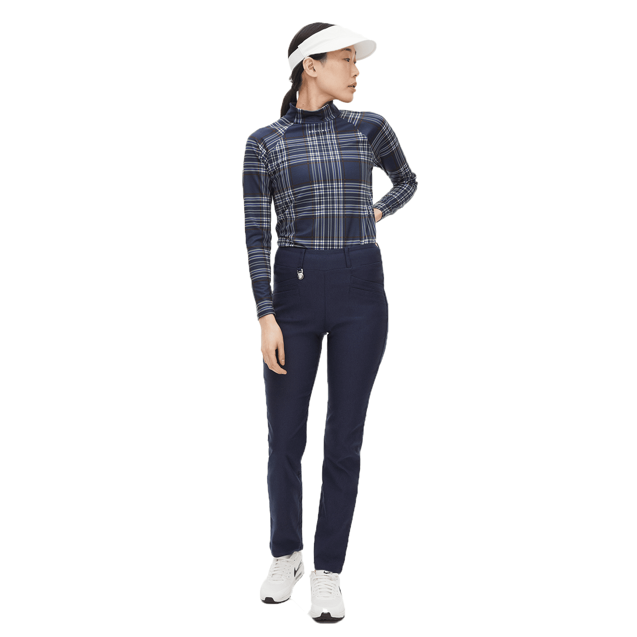 Röhnisch Elle Golf Polo Langarm Navy Check Damen Damen