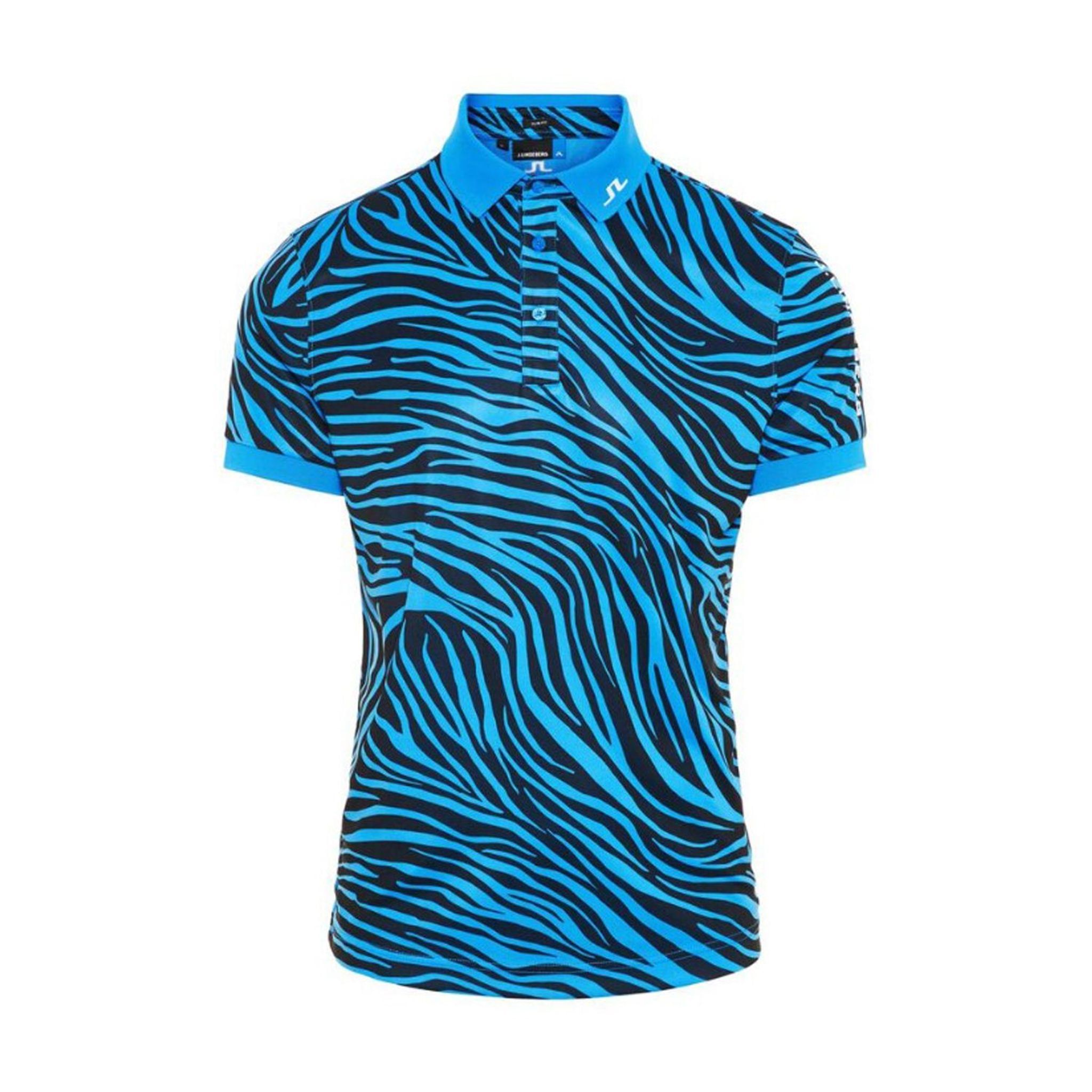 J. Lindeberg M Tour Tech Print Slim Fit-TX Polo Zebra Worl Blu Herren