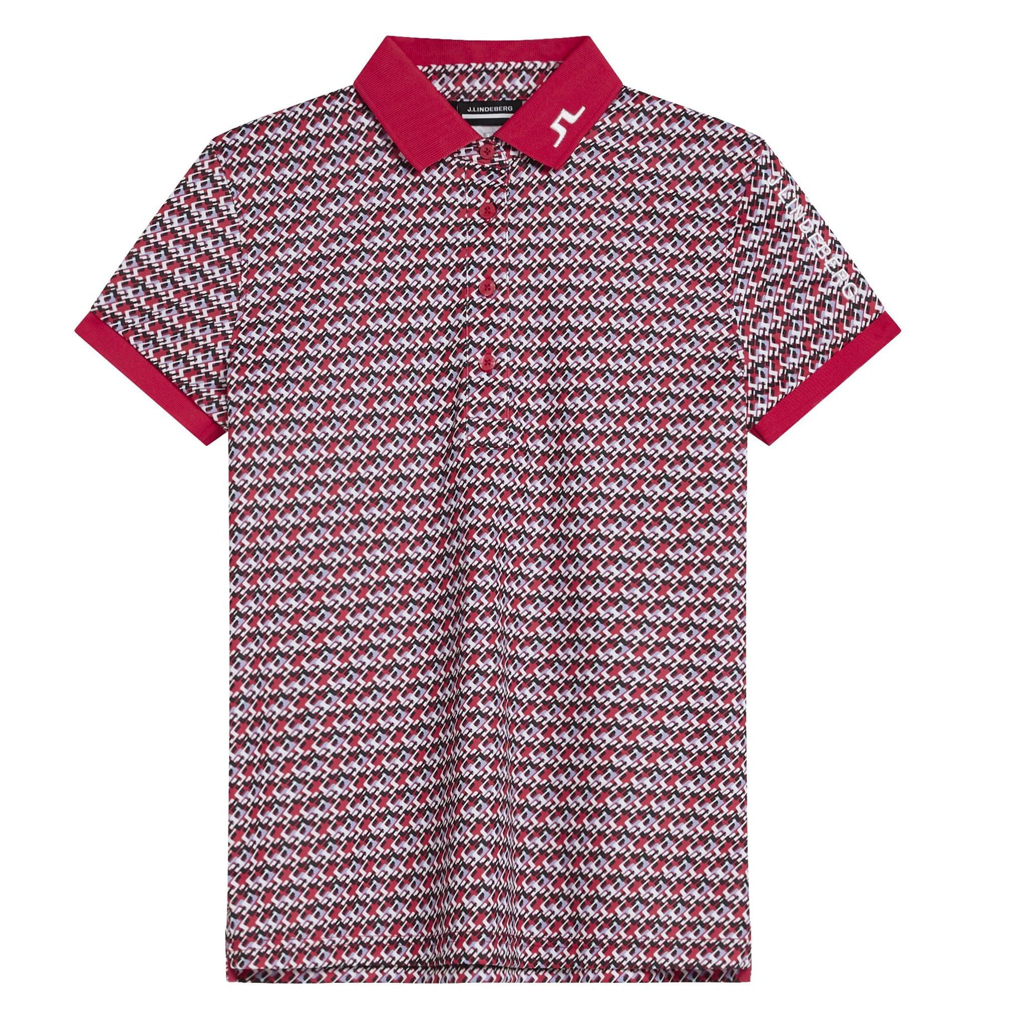 J. Lindeberg Tour Tech Print Polo Damskie JLMicro Bridge Rose Red Damskie