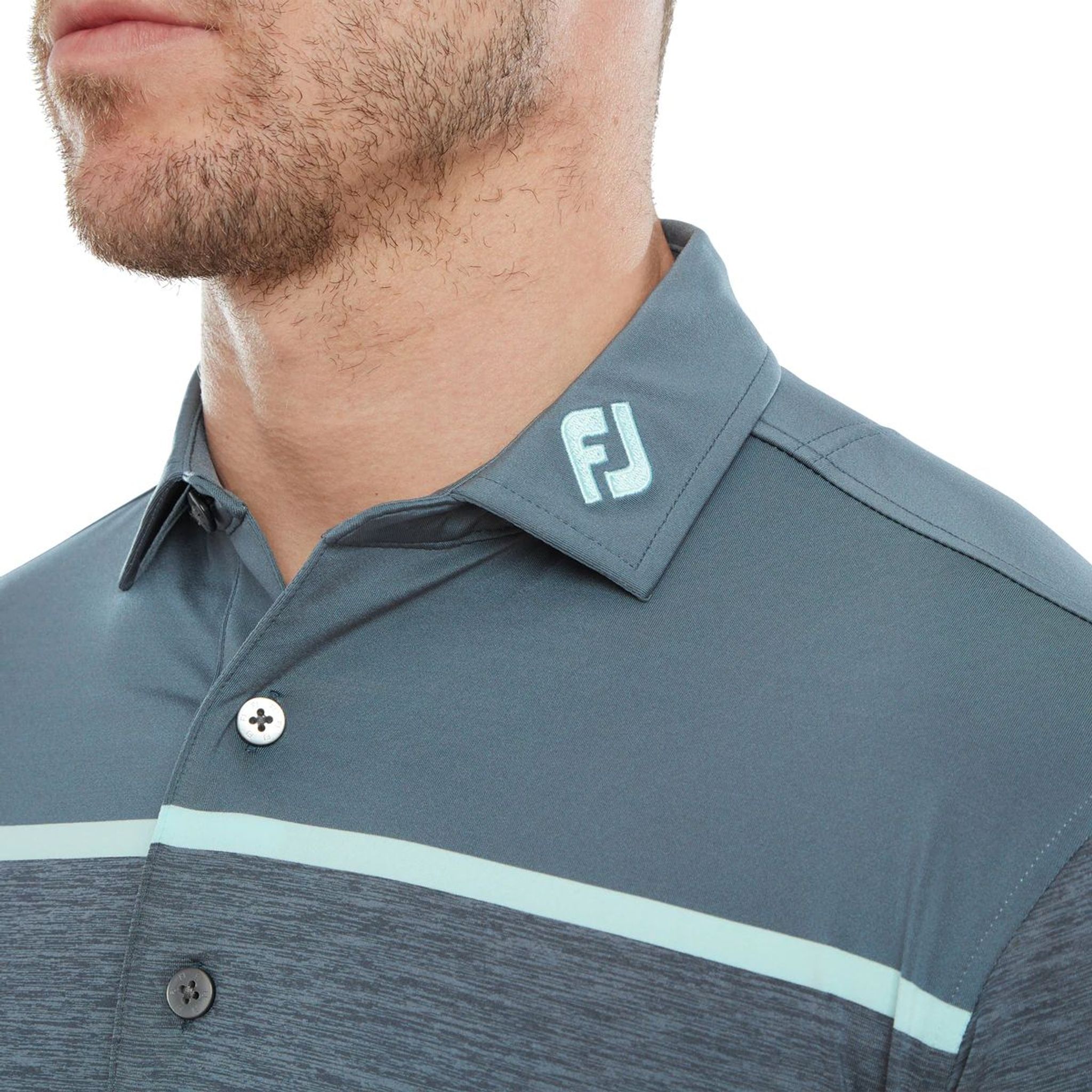 Footjoy Space Dye Block Golf Polo Lisle, Bluestone Herren Herren