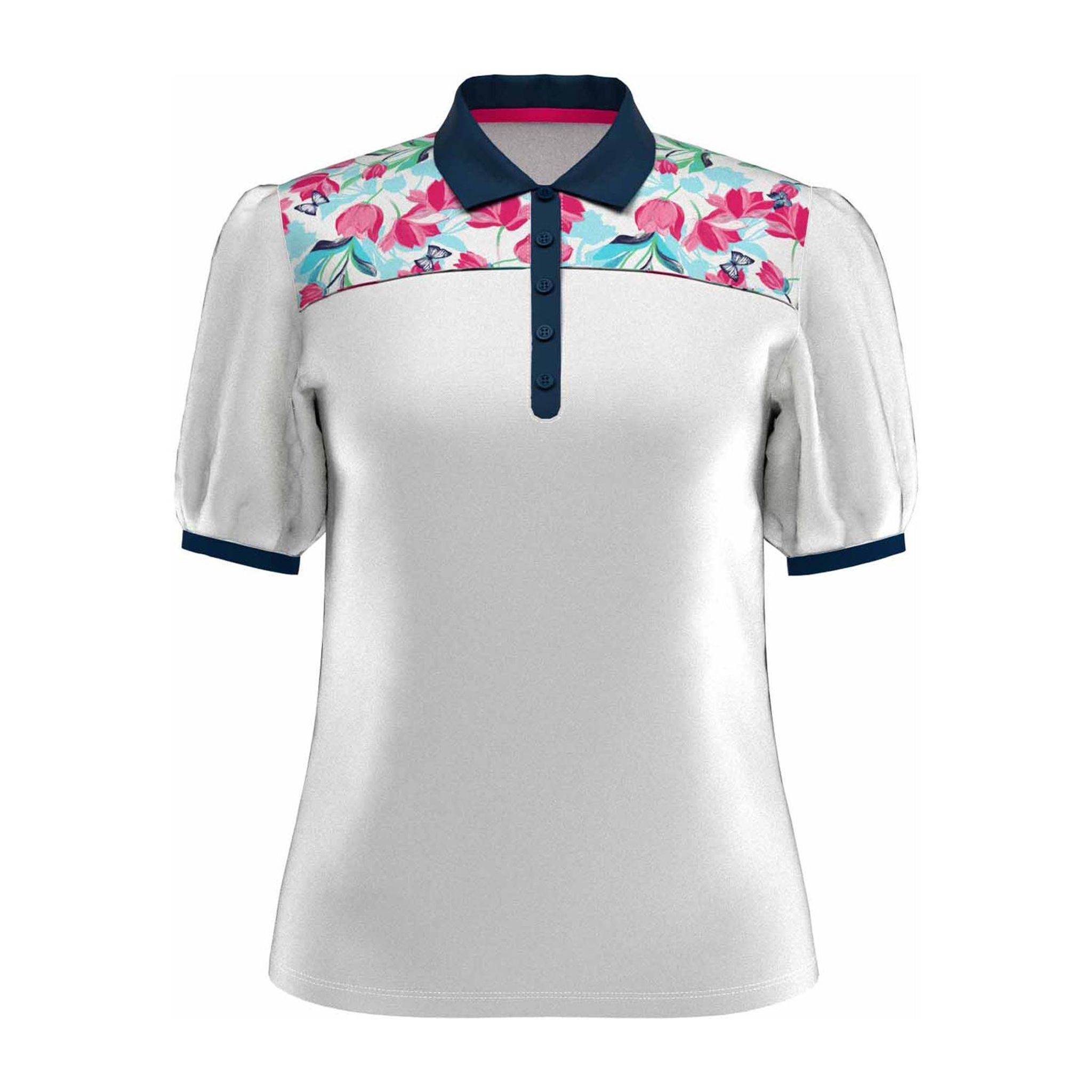 Callaway W Brushstroke Print SS Polo Brilliant White Damskie