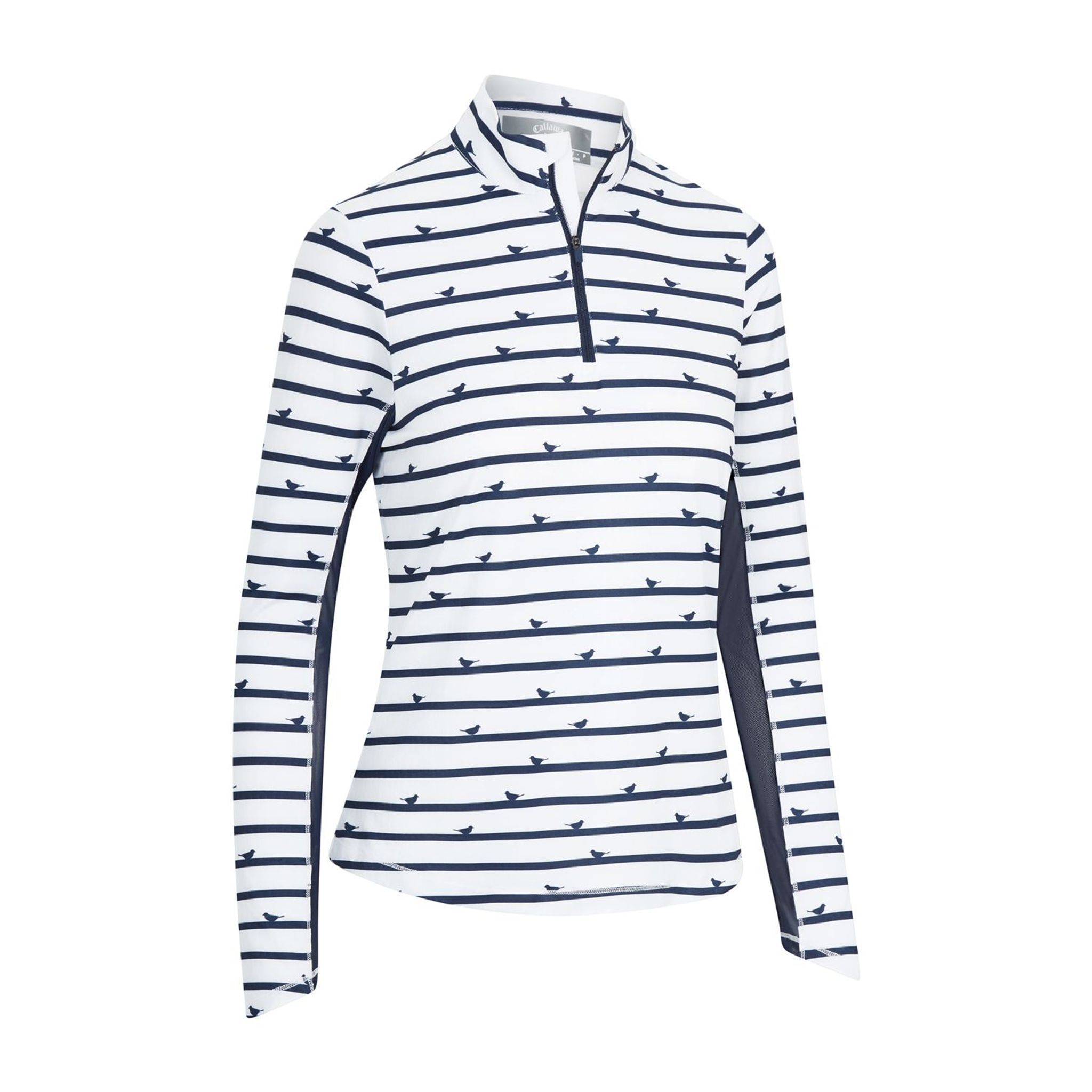 Callaway W Polo Birdie Stripe Sun Protection Langarm Peacoa Damen