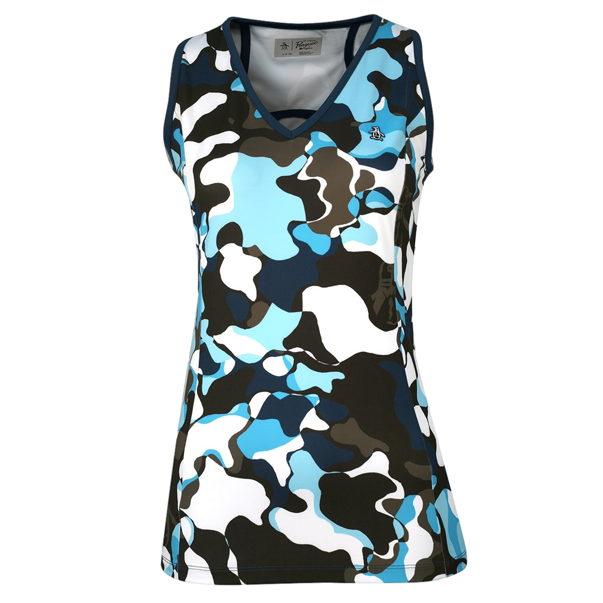 Original Penguin V-Neck Abstract Print Top Damski