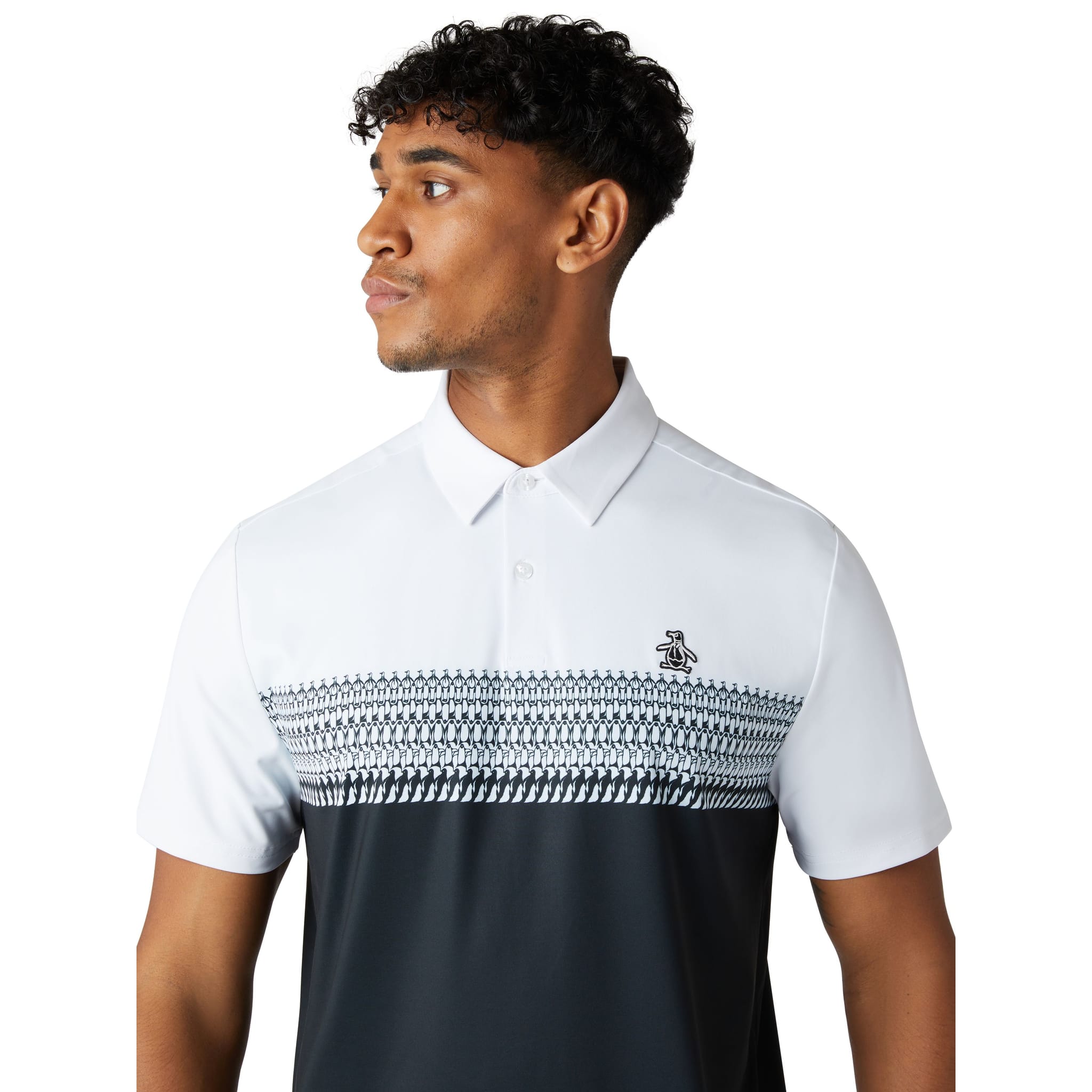 Original Penguin Engineered Novelty Stripe Blocked Print Polo Herren